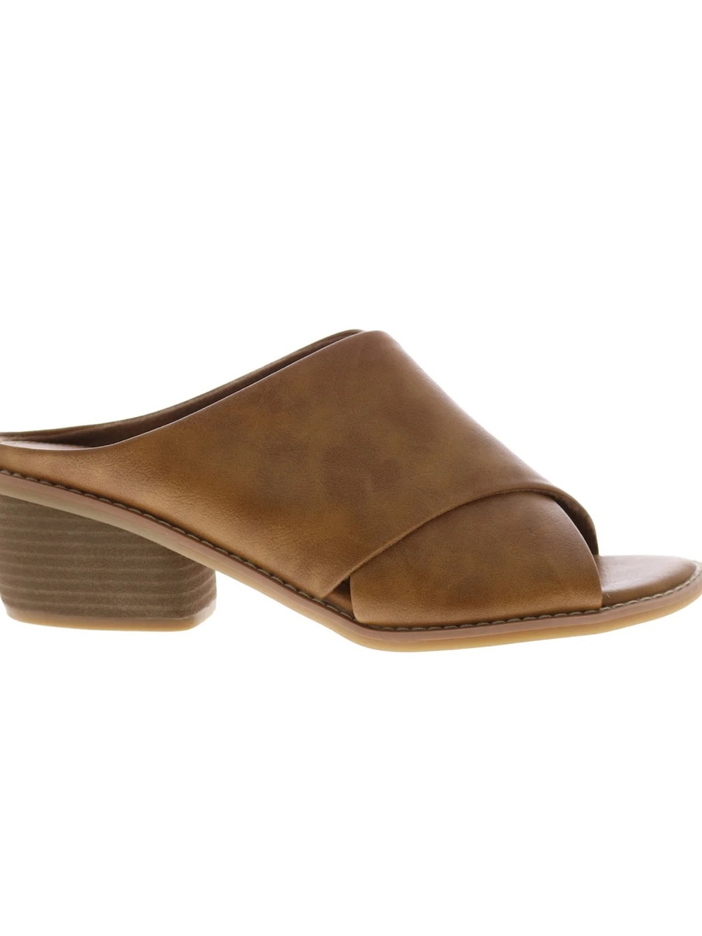 Sofft Brown Crossover Slide Mule with Low Block Heel